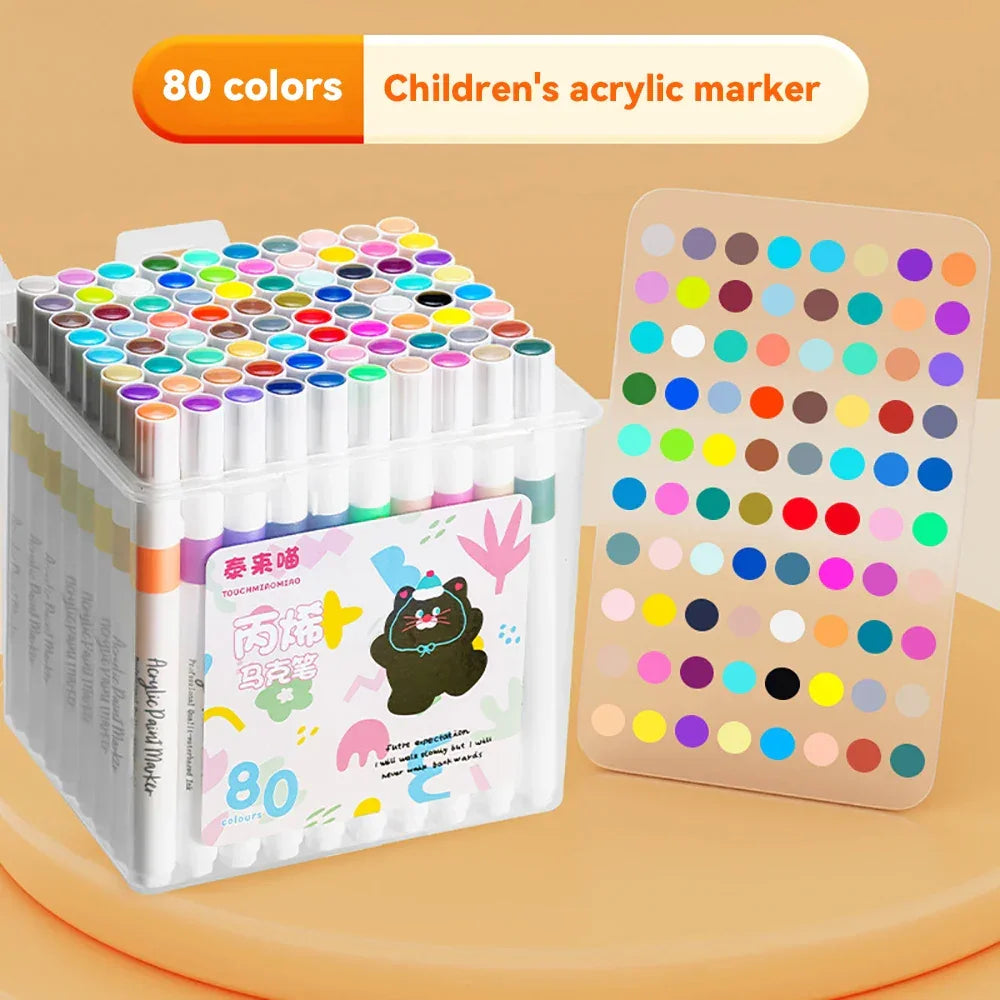 Buy The Best By Artsulli - Art is Long Life Short - 24/36/48/60/80Pcs Acrylic Colors Markers Painting Pen DIY Drawing for Card Rock Wood