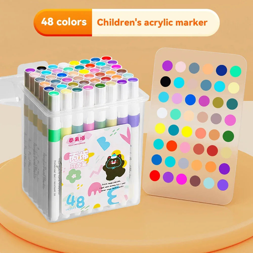 Buy The Best By Artsulli - Art is Long Life Short - 24/36/48/60/80Pcs Acrylic Colors Markers Painting Pen DIY Drawing for Card Rock Wood