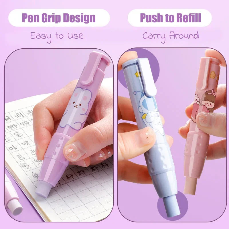 Buy The Best By Artsulli - Art is Long Life Short - 3in1 Press Eraser Pen Set Cute Retractable Rubber Push-pull Mechanical Stationery