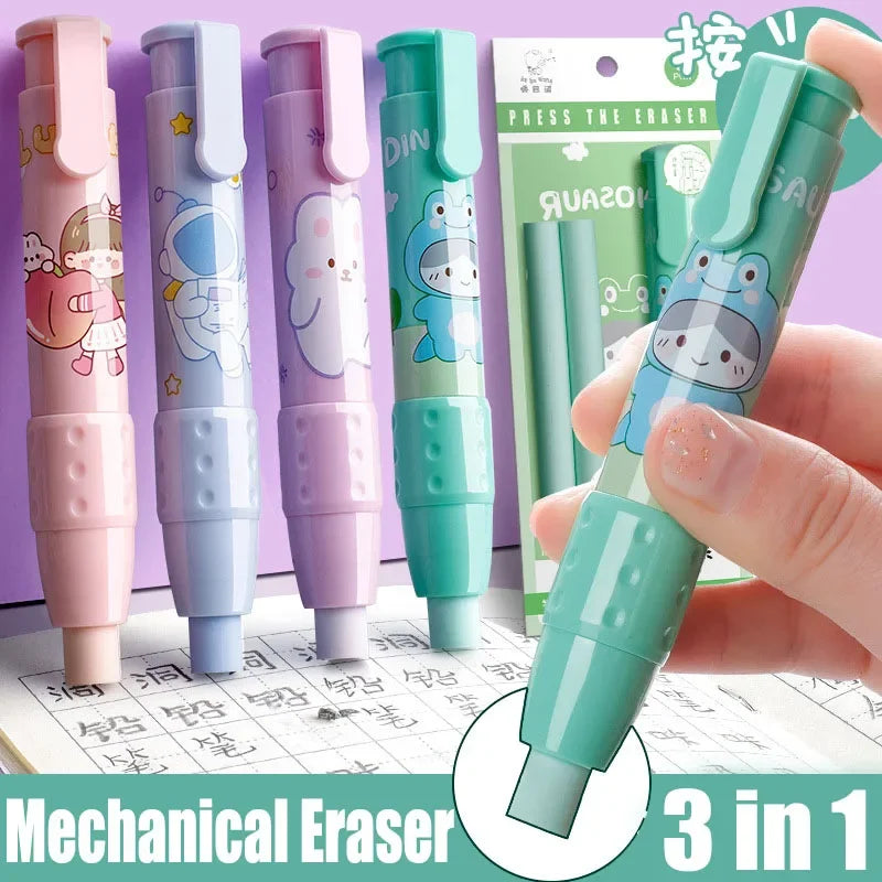 Buy The Best By Artsulli - Art is Long Life Short - 3in1 Press Eraser Pen Set Cute Retractable Rubber Push-pull Mechanical Stationery