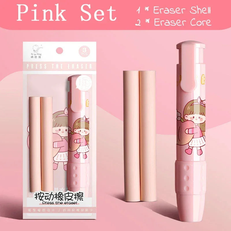 Buy The Best By Artsulli - Art is Long Life Short - 3in1 Press Eraser Pen Set Cute Retractable Rubber Push-pull Mechanical Stationery
