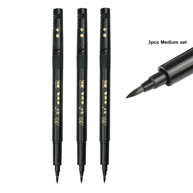Buy The Best By Artsulli - Art is Long Life Short - 3pcs/lot Calligraphy Pen Brush Hand Lettering Black Ink Markers Writing Office School