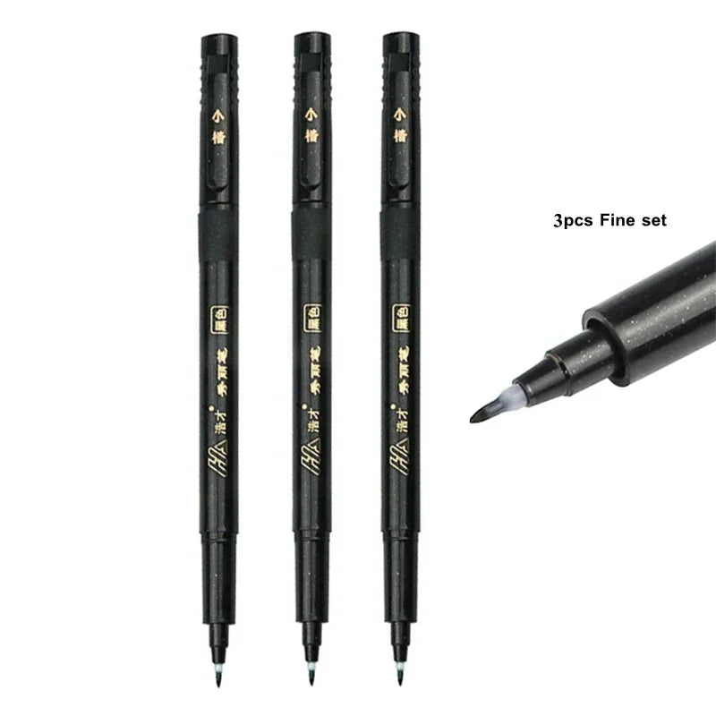 Buy The Best By Artsulli - Art is Long Life Short - 3pcs/lot Calligraphy Pen Brush Hand Lettering Black Ink Markers Writing Office School