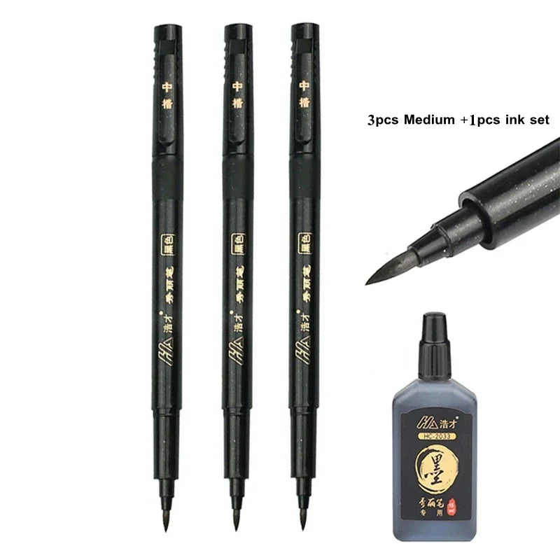 Buy The Best By Artsulli - Art is Long Life Short - 3pcs/lot Calligraphy Pen Brush Hand Lettering Black Ink Markers Writing Office School
