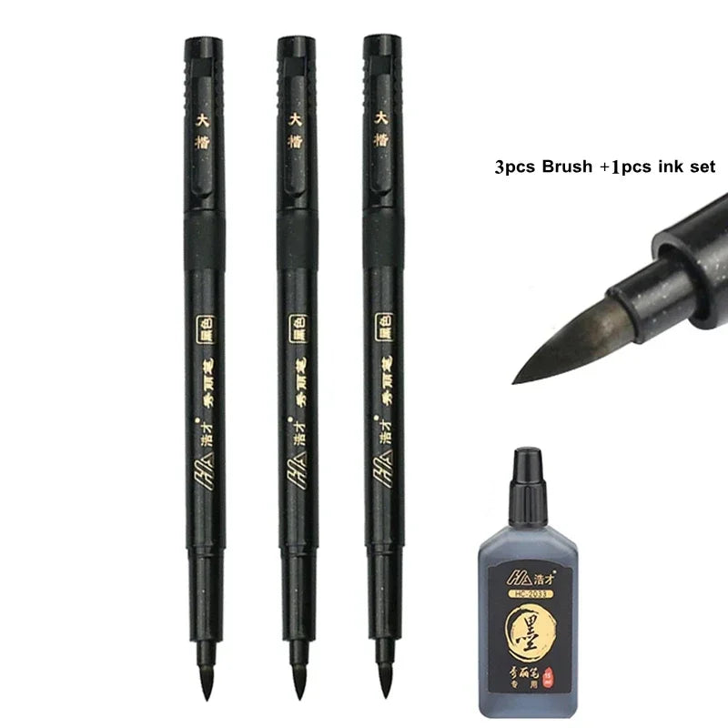Buy The Best By Artsulli - Art is Long Life Short - 3pcs/lot Calligraphy Pen Brush Hand Lettering Black Ink Markers Writing Office School