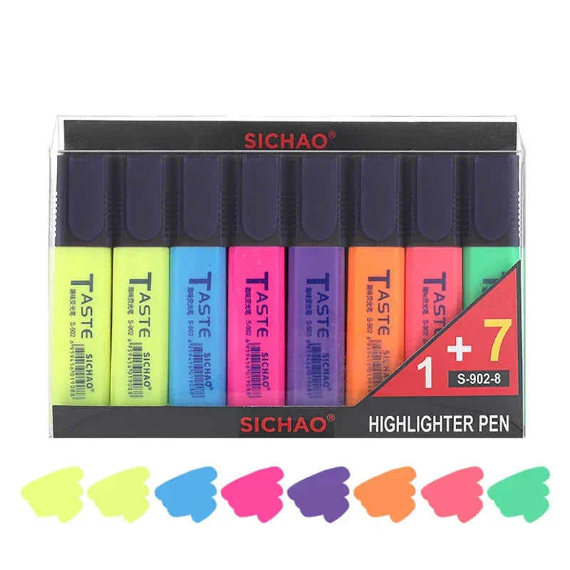 Buy The Best By Artsulli - Art is Long Life Short - 4/6/8 Colors Highlighters Oblique Tip Fluorescent Pens Smudge Proof For Student Gift