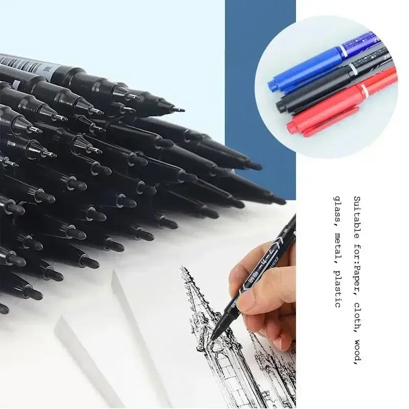 Buy The Best By Artsulli - Art is Long Life Short - 5/10 Pcs Twin Tip Permanent Marker Black/Blue/Red Oil Pen Fine Nid Ink Stationery