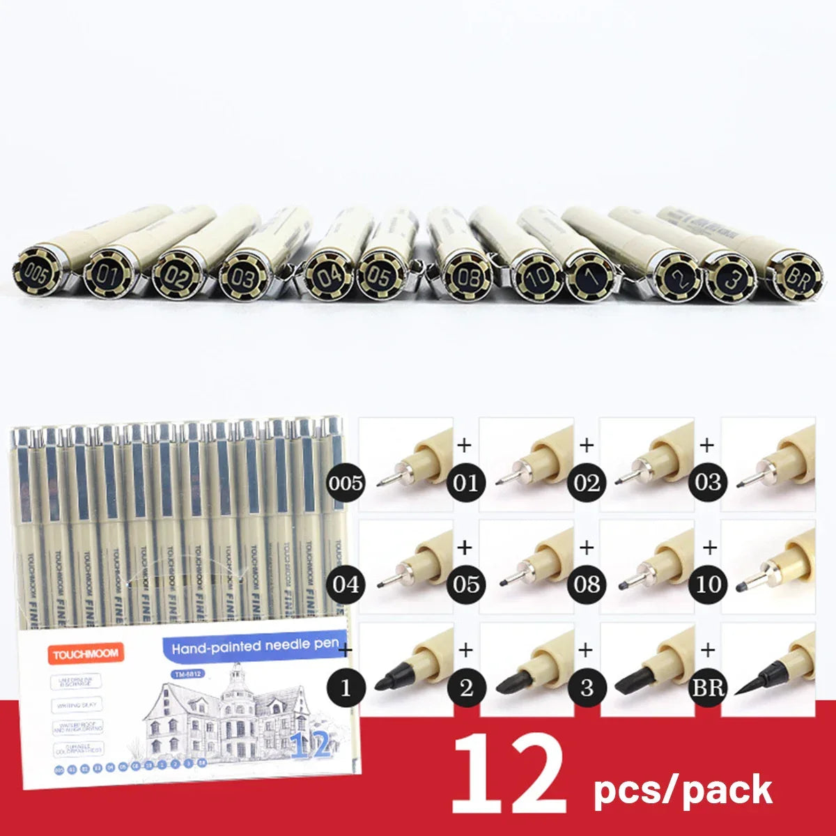 Buy The Best By Artsulli - Art is Long Life Short - 6-12Pcs/Set Hook Needle Pen Hand-painted Fineliner Sketch Student Study Office Supplies