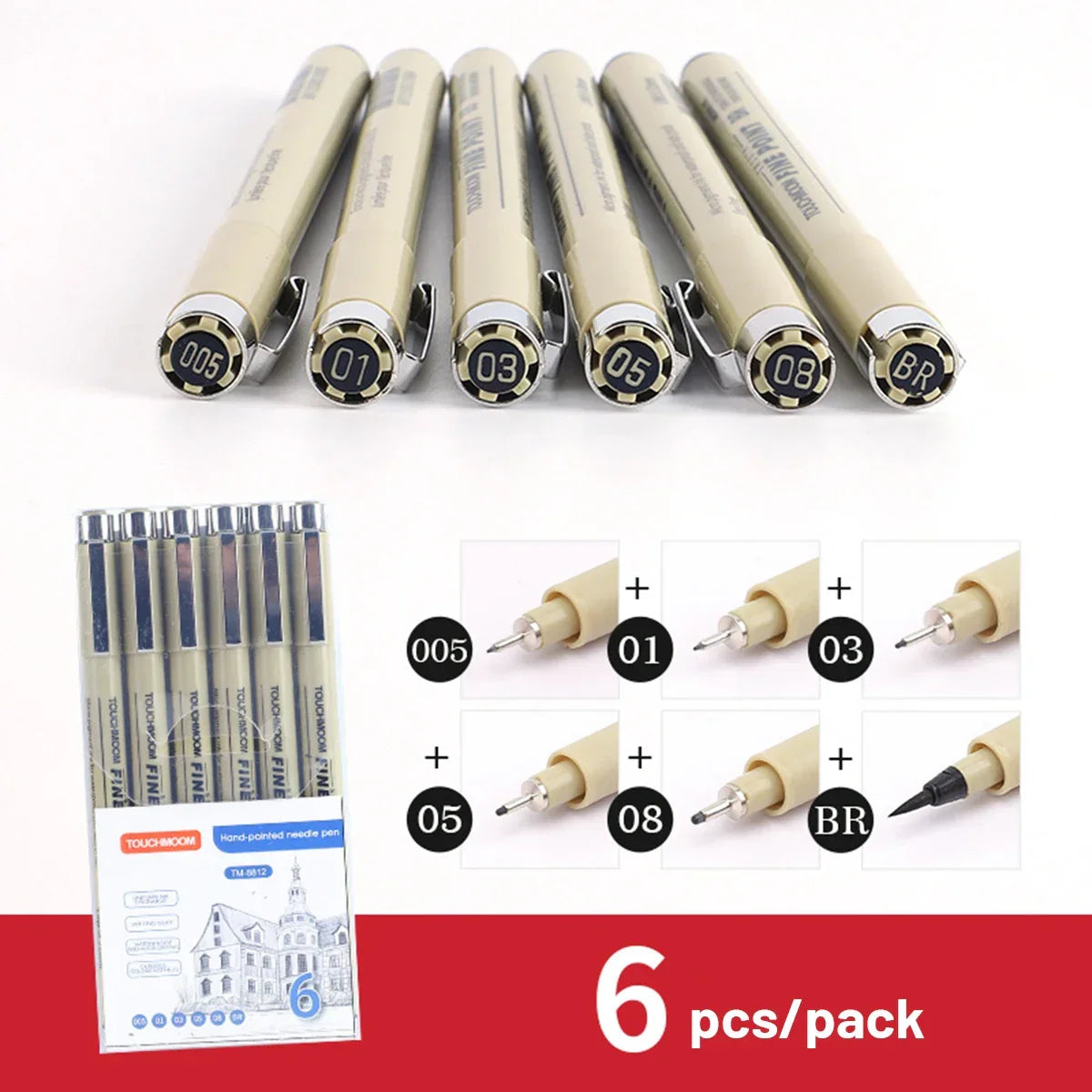 Buy The Best By Artsulli - Art is Long Life Short - 6-12Pcs/Set Hook Needle Pen Hand-painted Fineliner Sketch Student Study Office Supplies