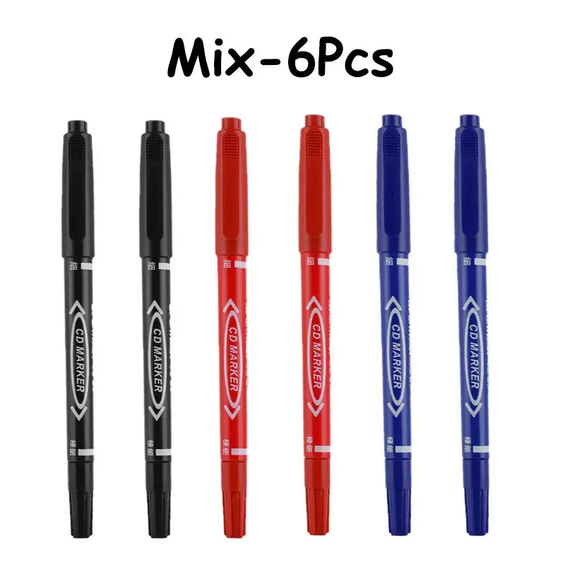 Buy The Best By Artsulli - Art is Long Life Short - 6/12Pcs Twin Tip Permanent Marker Black/Blue/Red Oil Pen Fine Nid Ink Stationery School