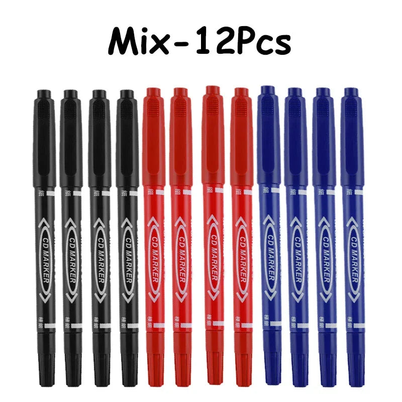 Buy The Best By Artsulli - Art is Long Life Short - 6/12Pcs Twin Tip Permanent Marker Black/Blue/Red Oil Pen Fine Nid Ink Stationery School