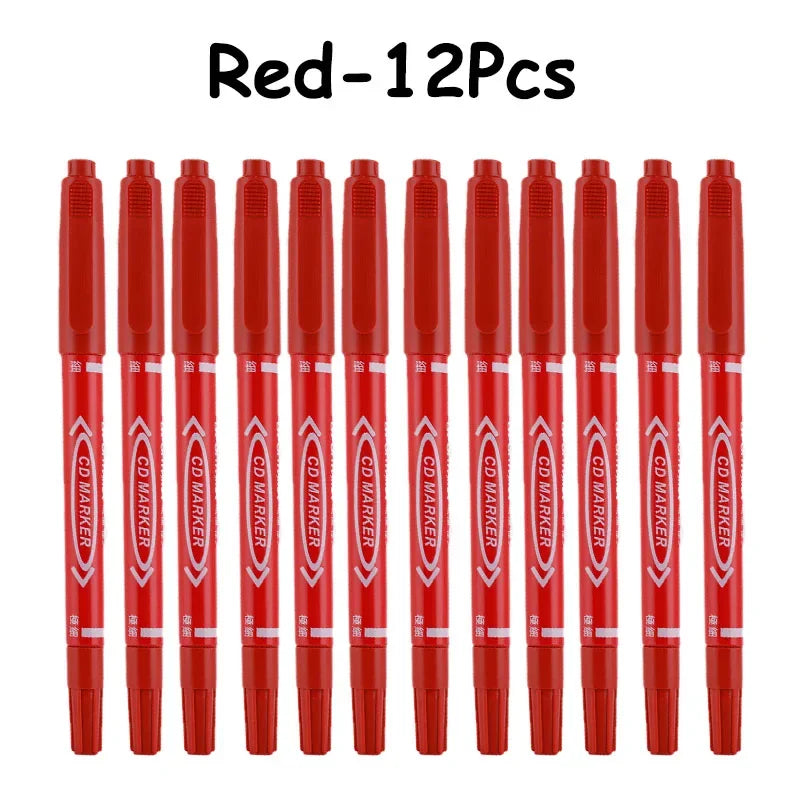 Buy The Best By Artsulli - Art is Long Life Short - 6/12Pcs Twin Tip Permanent Marker Black/Blue/Red Oil Pen Fine Nid Ink Stationery School