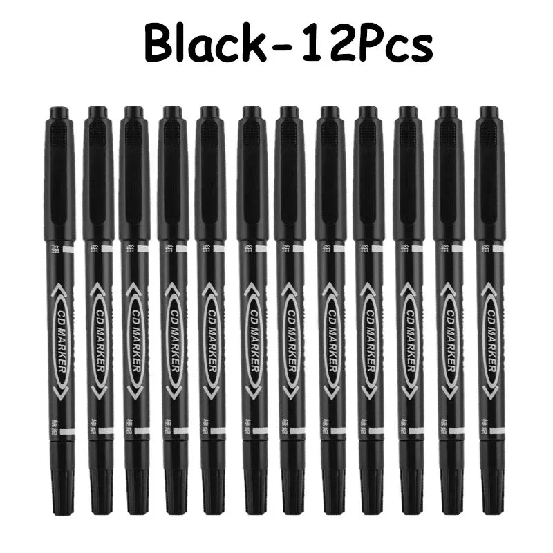 Buy The Best By Artsulli - Art is Long Life Short - 6/12Pcs Twin Tip Permanent Marker Black/Blue/Red Oil Pen Fine Nid Ink Stationery School