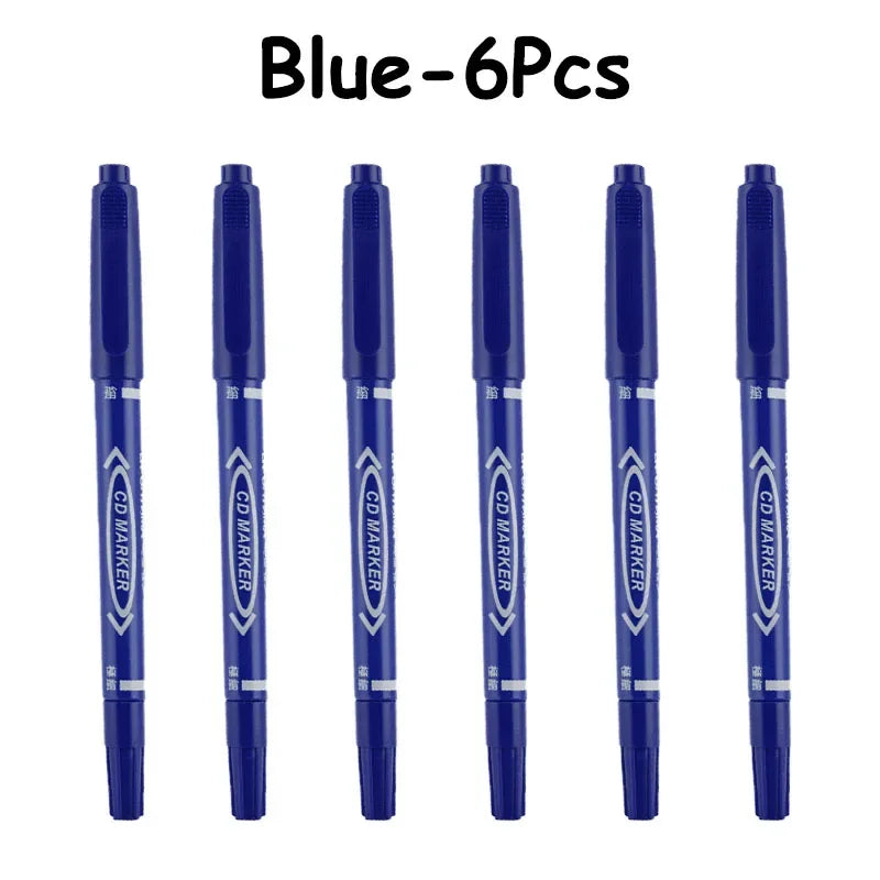 Buy The Best By Artsulli - Art is Long Life Short - 6/12Pcs Twin Tip Permanent Marker Black/Blue/Red Oil Pen Fine Nid Ink Stationery School