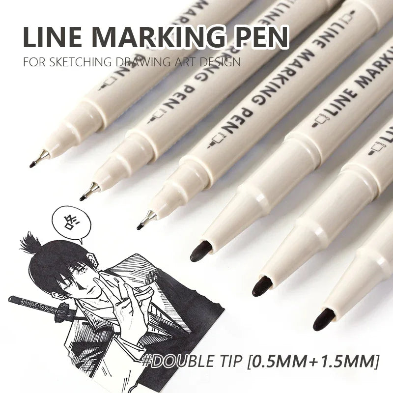 Buy The Best By Artsulli - Art is Long Life Short - 6 Pcs/Set Double Tip Line Marking Pen Drawing Manga Outlining Marker Brush for Sketch