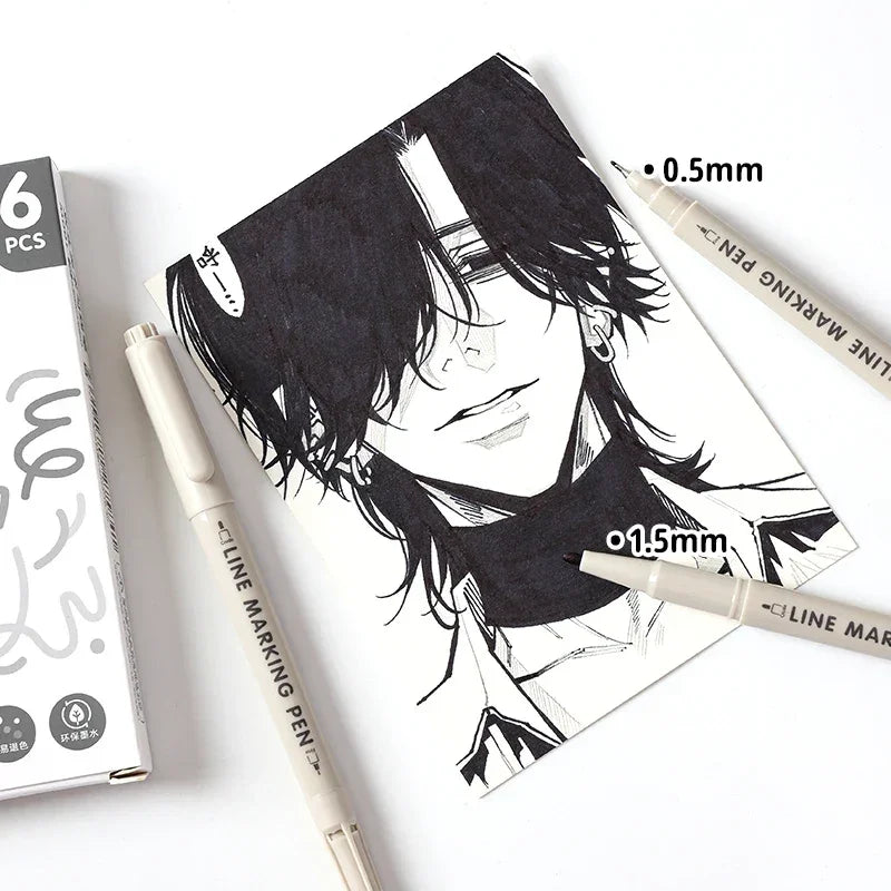 Buy The Best By Artsulli - Art is Long Life Short - 6 Pcs/Set Double Tip Line Marking Pen Drawing Manga Outlining Marker Brush for Sketch