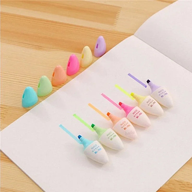 Buy The Best By Artsulli - Art is Long Life Short - 6Pcs Kawaii Mini Pills Highlighter Pen Set Cute Funny Smiling Face Fluorescent Marker