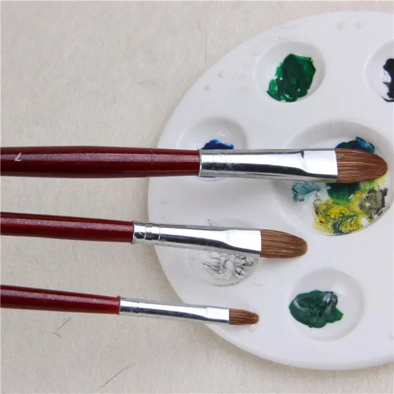 Buy The Best By Artsulli - Art is Long Life Short - 6pcs/Set High-grade Weasel Hair Oil Painting Brush Hazel Shap Row Pen Birch Rod Acrylic
