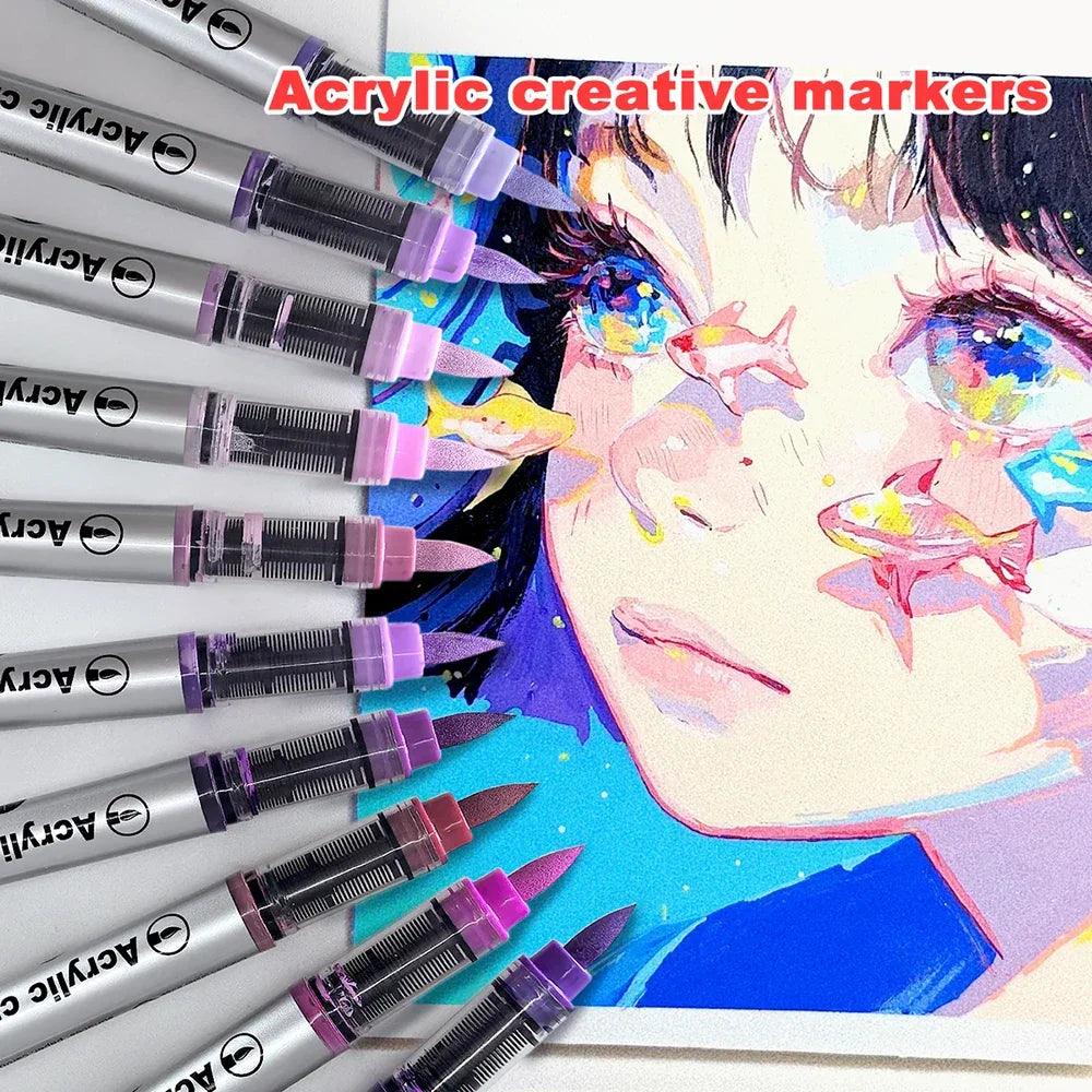 Buy The Best By Artsulli - Art is Long Life Short - Borrence Acrylic Brush Markers Set 10Pcs/Box 120 Colors Soft Head School Supplies