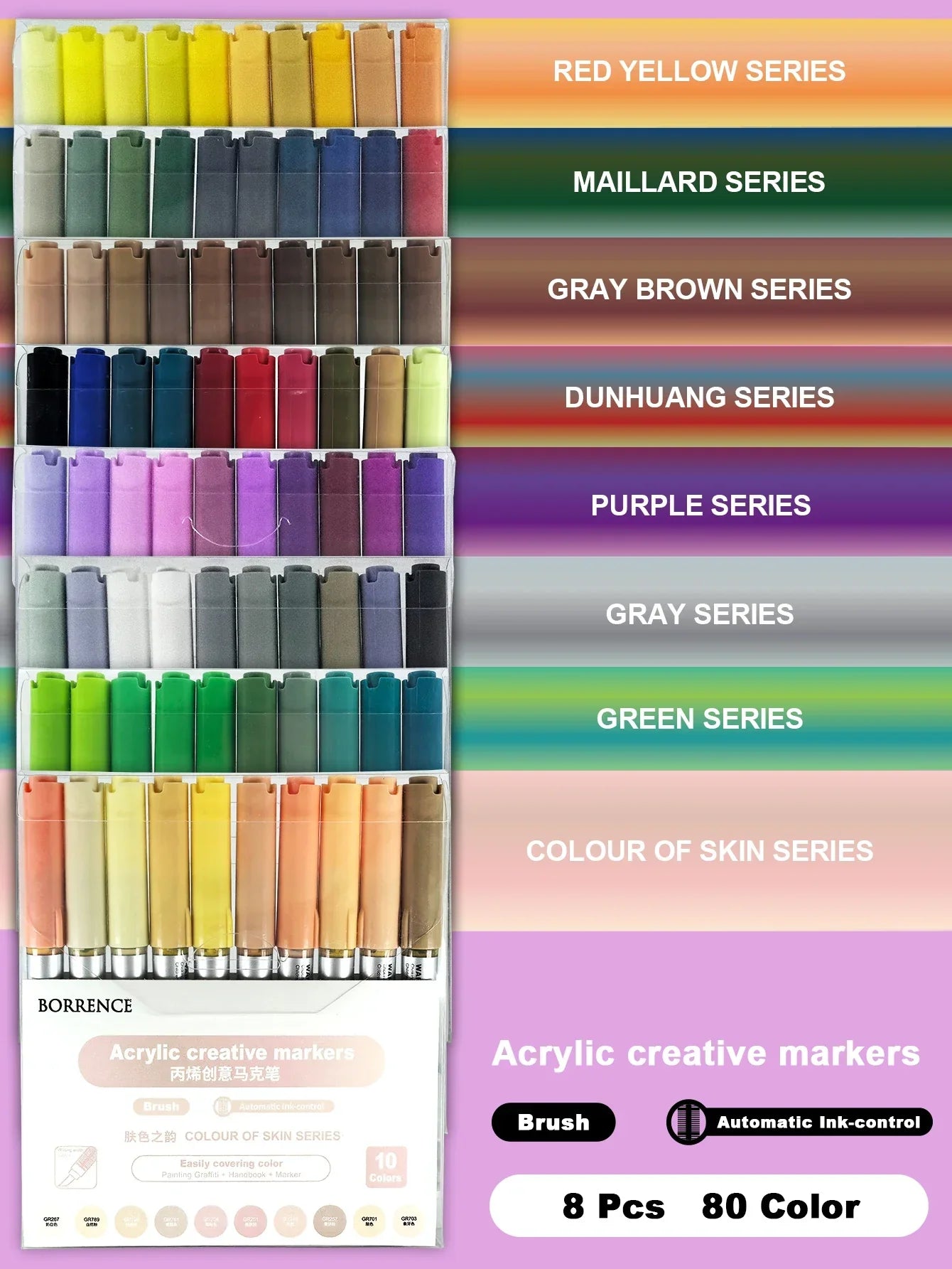 Buy The Best By Artsulli - Art is Long Life Short - Borrence Acrylic Brush Markers Set 10Pcs/Box 120 Colors Soft Head School Supplies