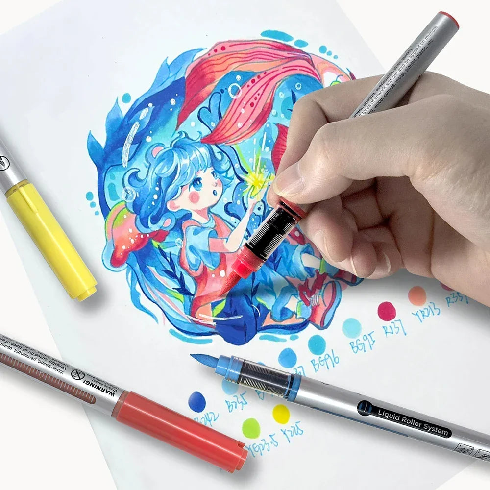 Buy The Best By Artsulli - Art is Long Life Short - Borrence Acrylic Brush Markers Set 10Pcs/Box 120 Colors Soft Head School Supplies