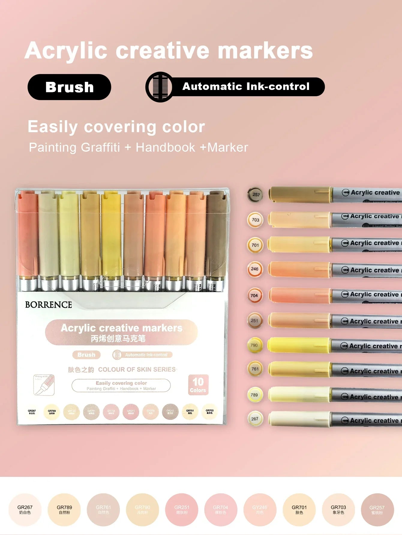 Buy The Best By Artsulli - Art is Long Life Short - Borrence Acrylic Brush Markers Set 10Pcs/Box 120 Colors Soft Head School Supplies