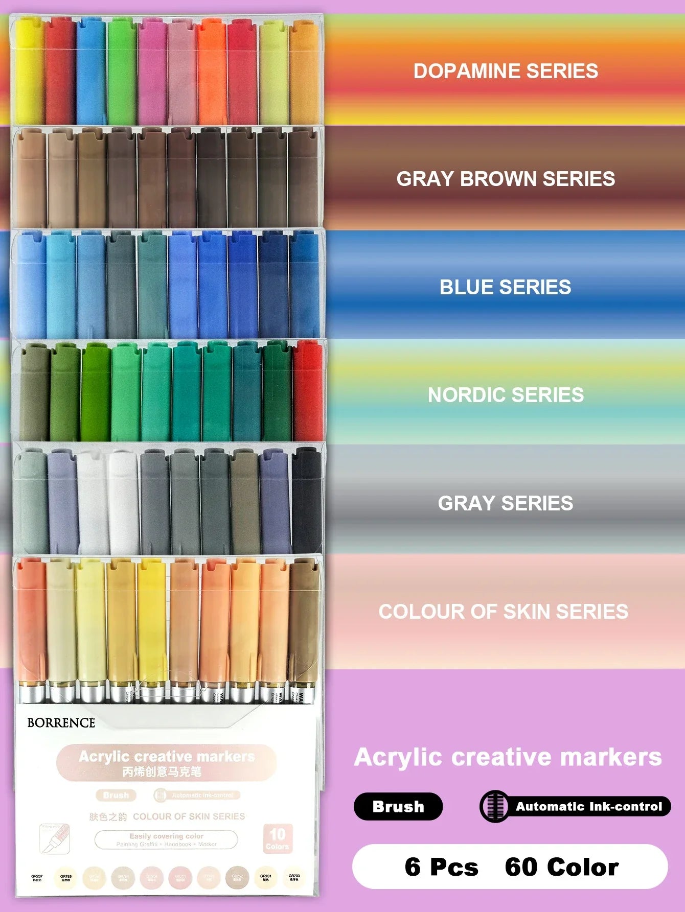 Buy The Best By Artsulli - Art is Long Life Short - Borrence Acrylic Brush Markers Set 10Pcs/Box 120 Colors Soft Head School Supplies