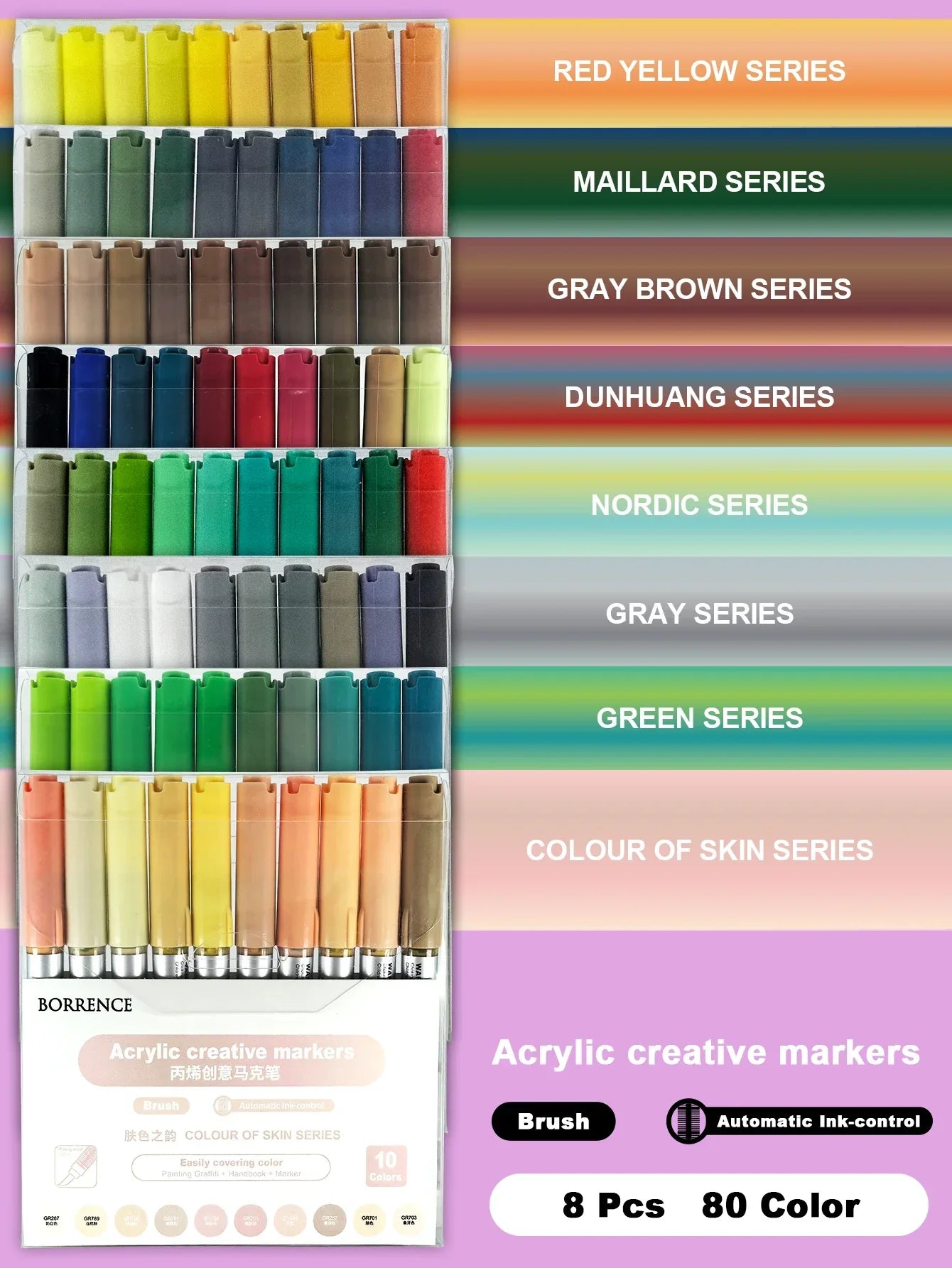 Buy The Best By Artsulli - Art is Long Life Short - Borrence Acrylic Brush Markers Set 10Pcs/Box 120 Colors Soft Head School Supplies