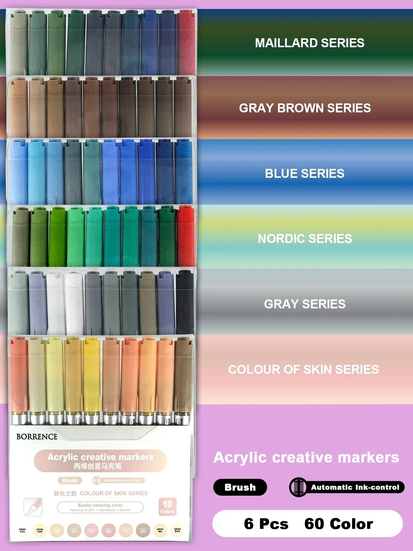 Buy The Best By Artsulli - Art is Long Life Short - Borrence Acrylic Brush Markers Set 10Pcs/Box 120 Colors Soft Head School Supplies