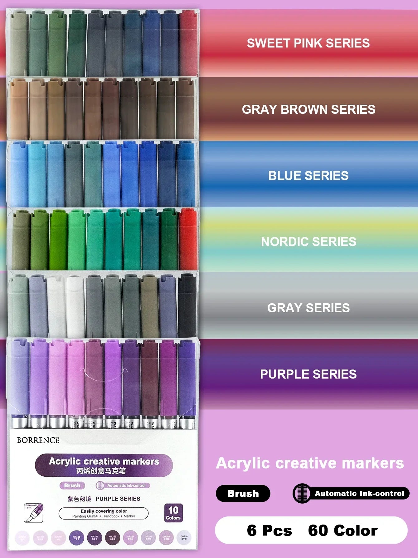 Buy The Best By Artsulli - Art is Long Life Short - Borrence Acrylic Brush Markers Set 10Pcs/Box 120 Colors Soft Head School Supplies