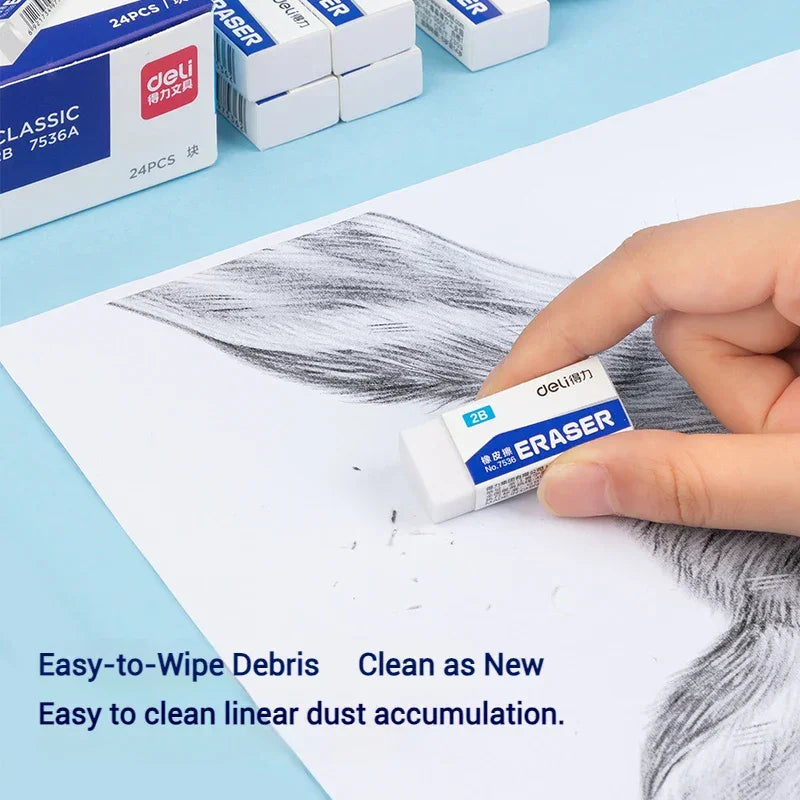 Buy The Best By Artsulli - Art is Long Life Short - Deli 2B White Erasers Soft PVC Mess-Free Clean Rubber for Pencils Exam Office School