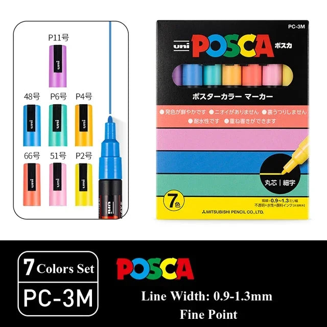 Buy The Best By Artsulli - Art is Long Life Short - Japan Uni POSCA Marker Pen Set Acrylic Graffiti Drawing Permanent Waterproof Children’s