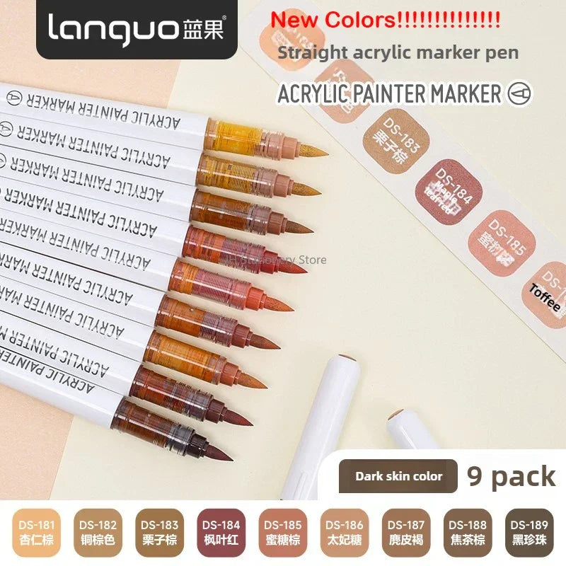 Buy The Best By Artsulli - Art is Long Life Short - LANGUO 207/9 Colors Direct Liquid Acrylic Marker Soft Brush Paint Pen For Manga