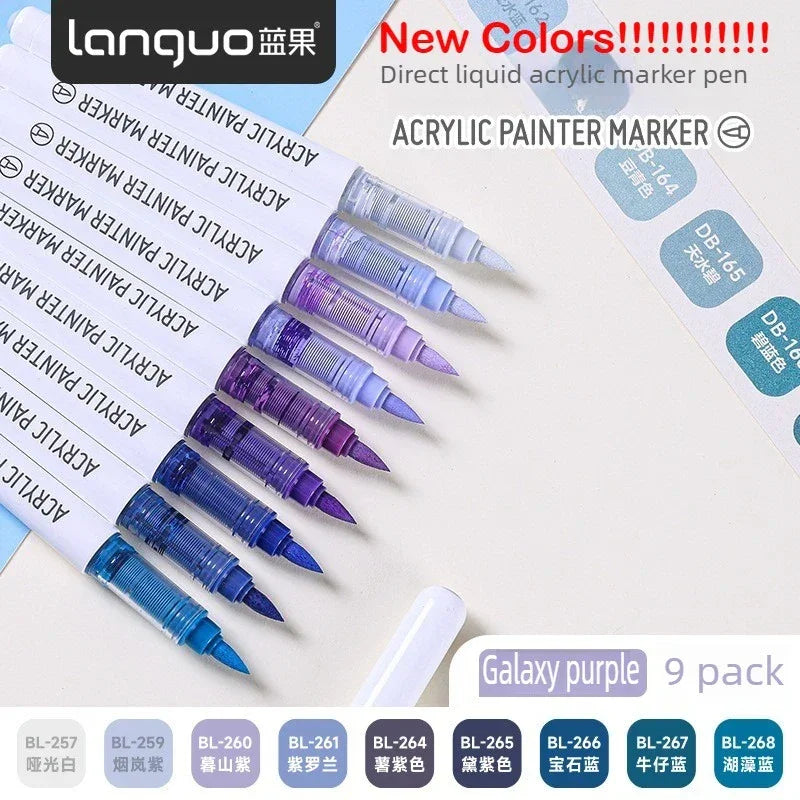 Buy The Best By Artsulli - Art is Long Life Short - Languo 207/9 Direct Liquid Acrylic Markers Brush Color Marker Pen for Rock Painting