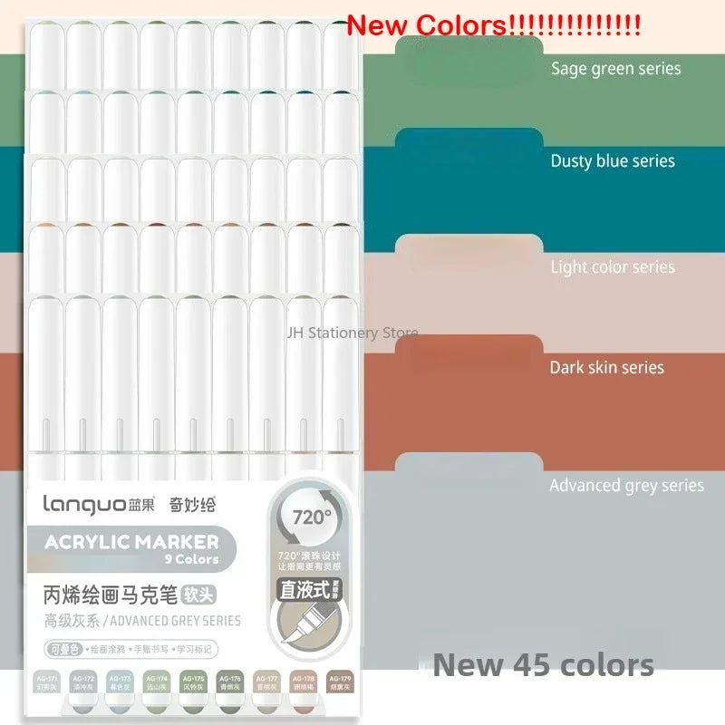 Buy The Best By Artsulli - Art is Long Life Short - Languo 207/9 Direct Liquid Acrylic Markers Brush Color Marker Pen for Rock Painting