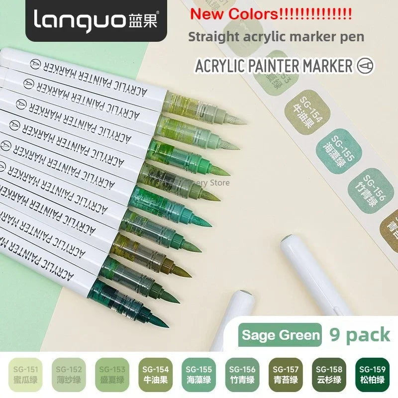 Buy The Best By Artsulli - Art is Long Life Short - Languo 207/9 Direct Liquid Acrylic Markers Brush Color Marker Pen for Rock Painting