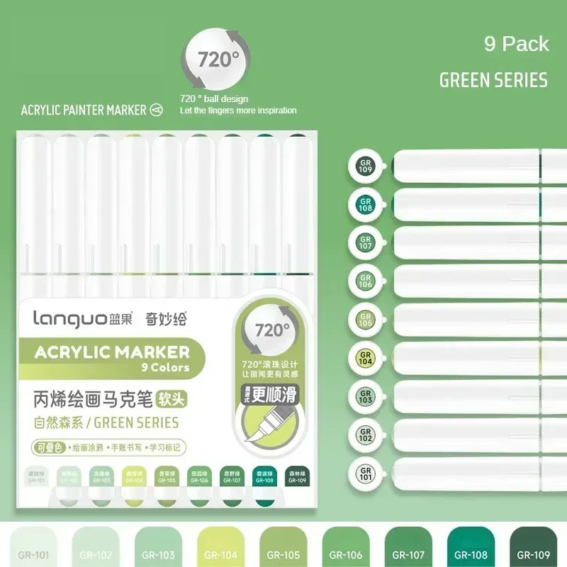 Buy The Best By Artsulli - Art is Long Life Short - Languo 207/9 Direct Liquid Acrylic Markers Brush Color Marker Pen for Rock Painting