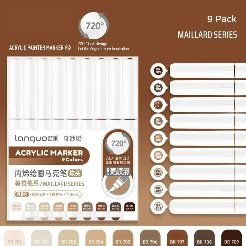 Buy The Best By Artsulli - Art is Long Life Short - Languo 207/9 Direct Liquid Acrylic Markers Brush Color Marker Pen for Rock Painting