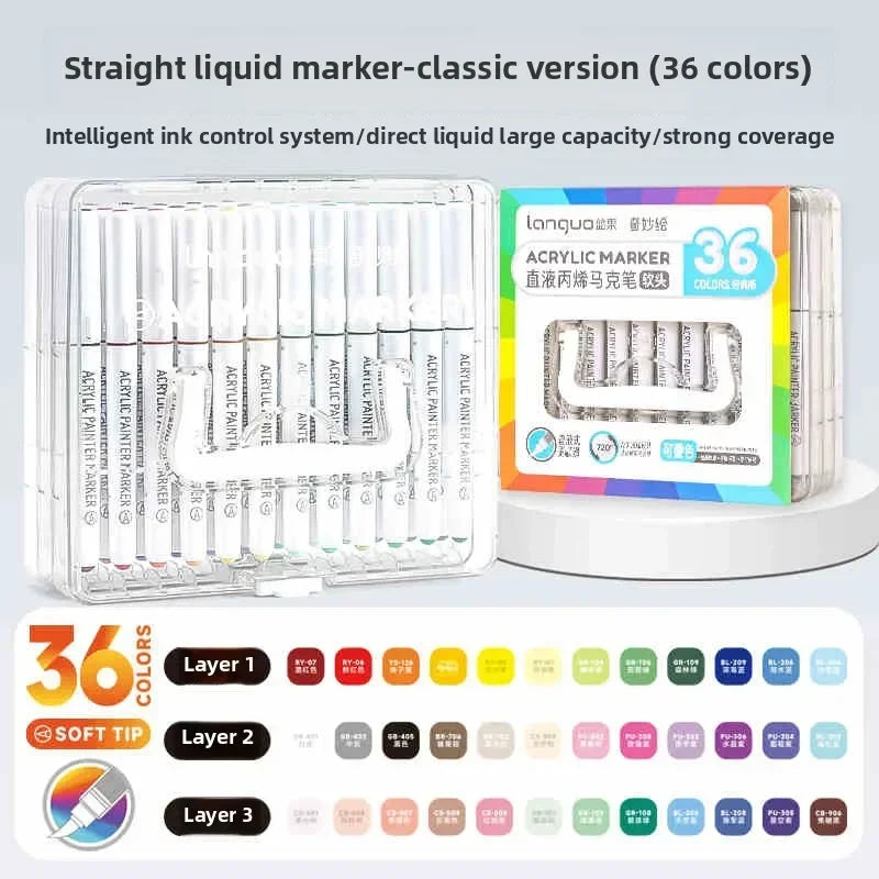 Buy The Best By Artsulli - Art is Long Life Short - LANGUO 240/9 Colors Direct Liquid Acrylic Marker Soft Brush Paint Pen For Manga