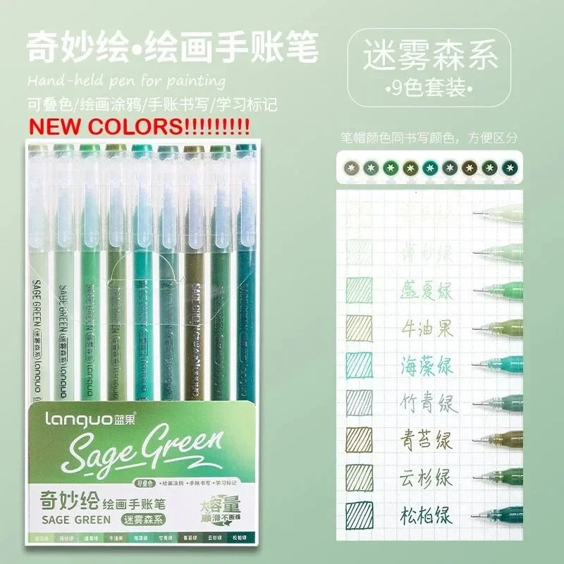 Buy The Best By Artsulli - Art is Long Life Short - LANGUO 240/9 Colors Direct Liquid Acrylic Marker Soft Brush Paint Pen For Manga