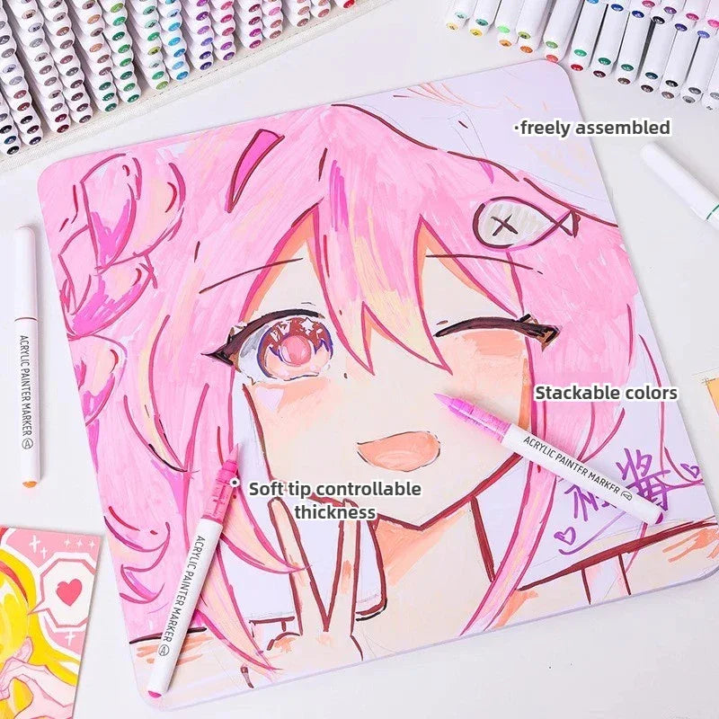 Buy The Best By Artsulli - Art is Long Life Short - LANGUO 240/9 Colors Direct Liquid Acrylic Marker Soft Brush Paint Pen For Manga