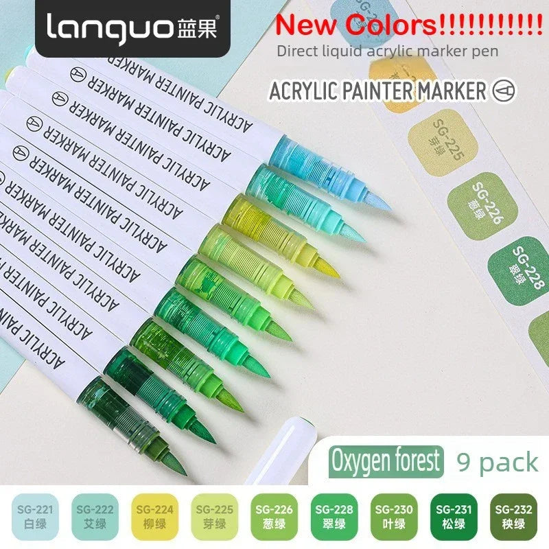 Buy The Best By Artsulli - Art is Long Life Short - LANGUO 288/9 Colors Direct Liquid Acrylic Markers Brush Marker Pen for Painting Stone