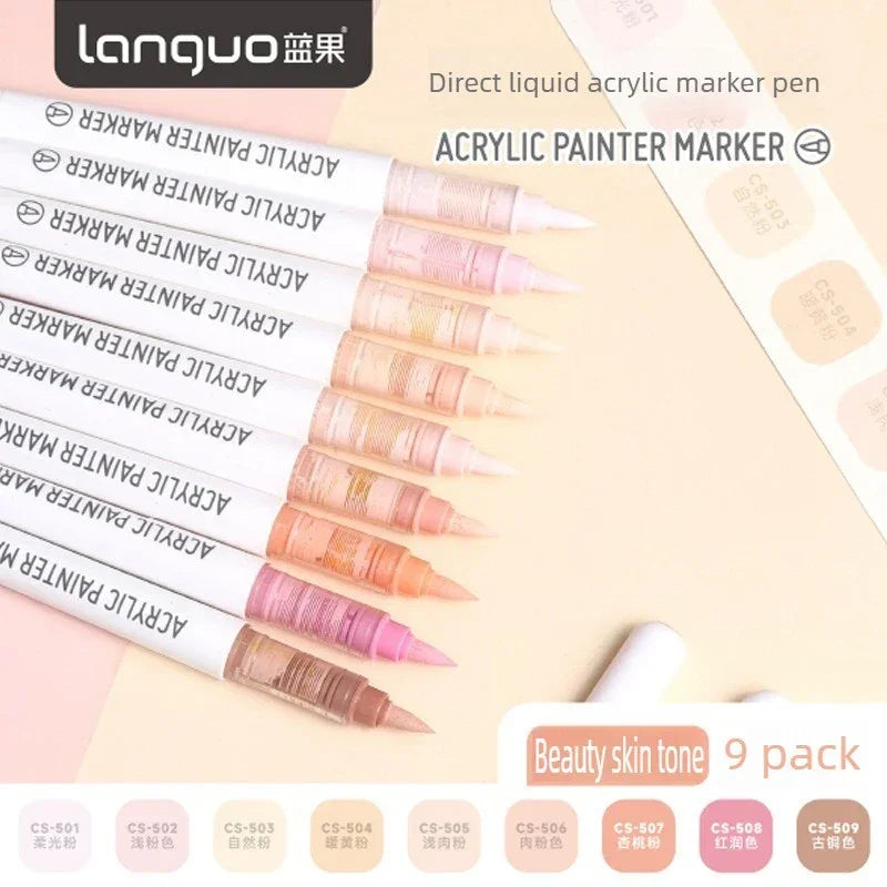 Buy The Best By Artsulli - Art is Long Life Short - LANGUO 288/9 Colors Direct Liquid Acrylic Markers Brush Marker Pen for Painting Stone