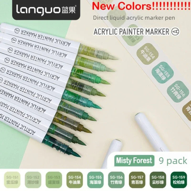 Buy The Best By Artsulli - Art is Long Life Short - LANGUO 288/9 Colors Direct Liquid Acrylic Markers Brush Marker Pen for Painting Stone