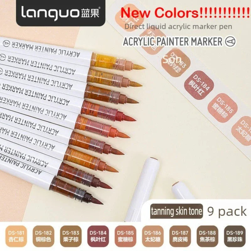 Buy The Best By Artsulli - Art is Long Life Short - LANGUO 288/9 Colors Direct Liquid Acrylic Markers Brush Marker Pen for Painting Stone