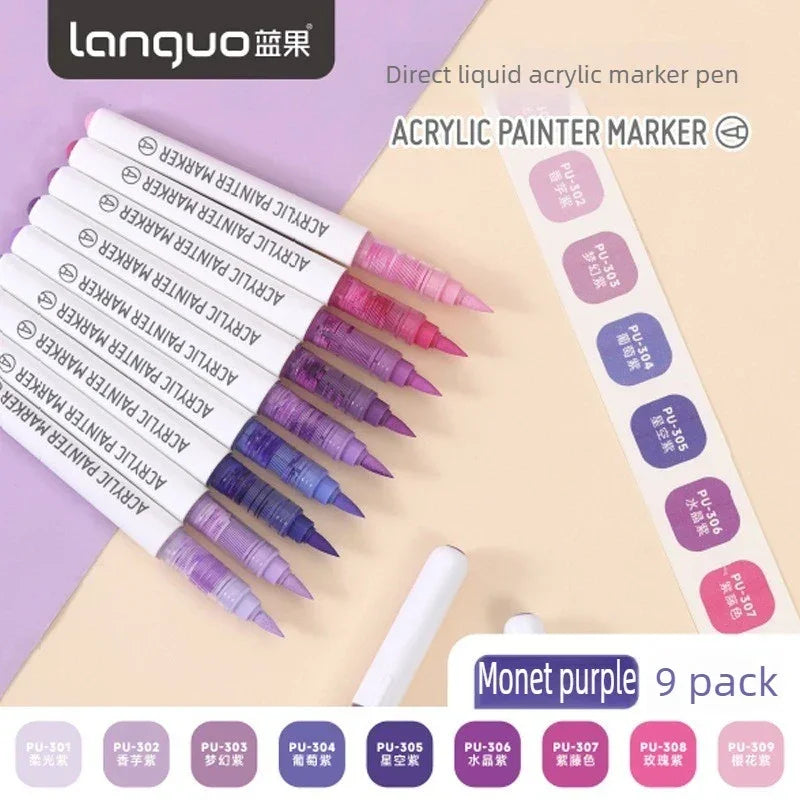 Buy The Best By Artsulli - Art is Long Life Short - LANGUO 288/9 Colors Direct Liquid Acrylic Markers Brush Marker Pen for Painting Stone