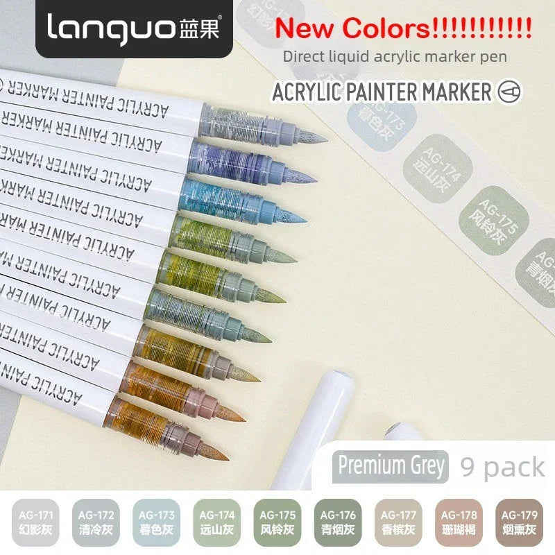 Buy The Best By Artsulli - Art is Long Life Short - LANGUO 288/9 Colors Direct Liquid Acrylic Markers Brush Marker Pen for Painting Stone