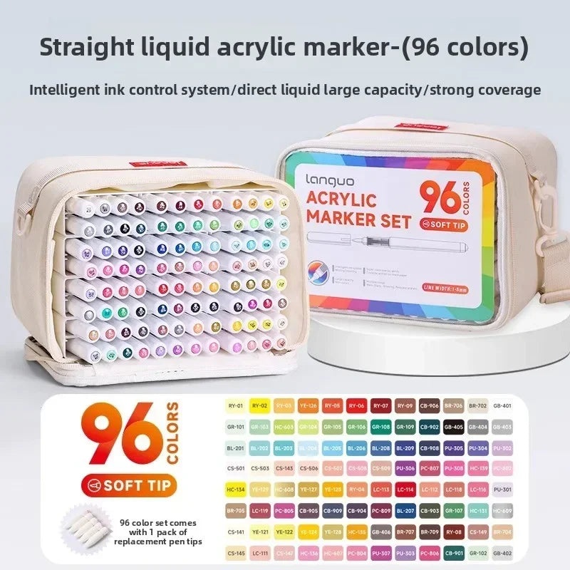Buy The Best By Artsulli - Art is Long Life Short - LANGUO 288/9 Colors Direct Liquid Acrylic Markers Brush Marker Pen for Painting Stone