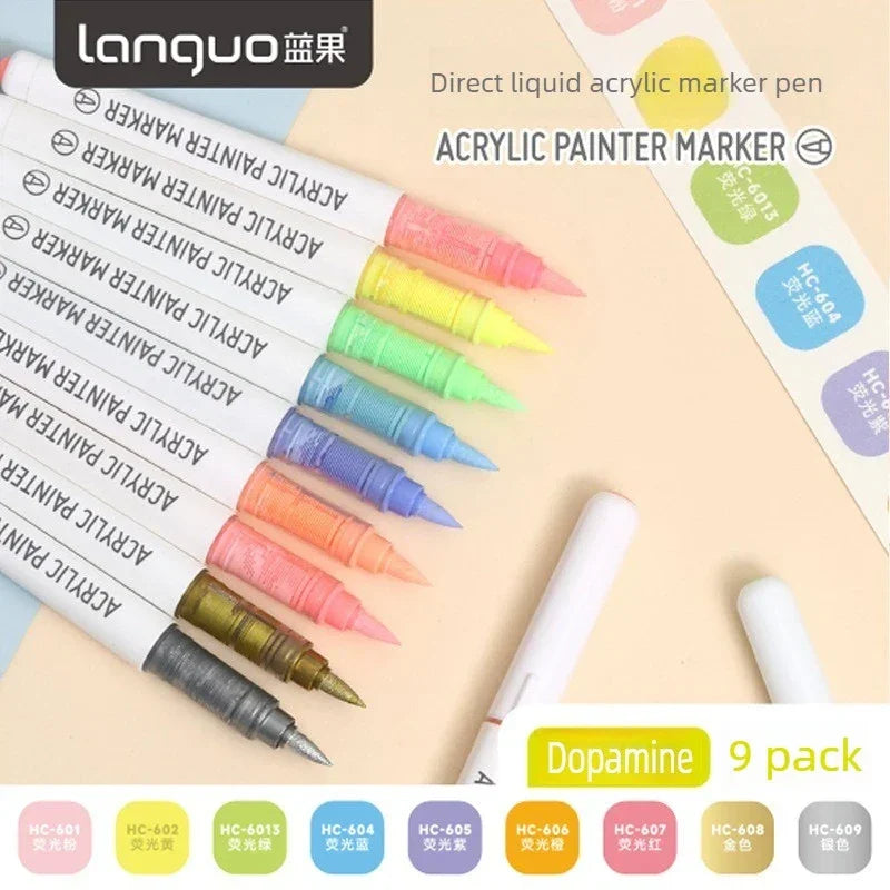 Buy The Best By Artsulli - Art is Long Life Short - LANGUO 288/9 Colors Direct Liquid Acrylic Markers Brush Marker Pen for Painting Stone