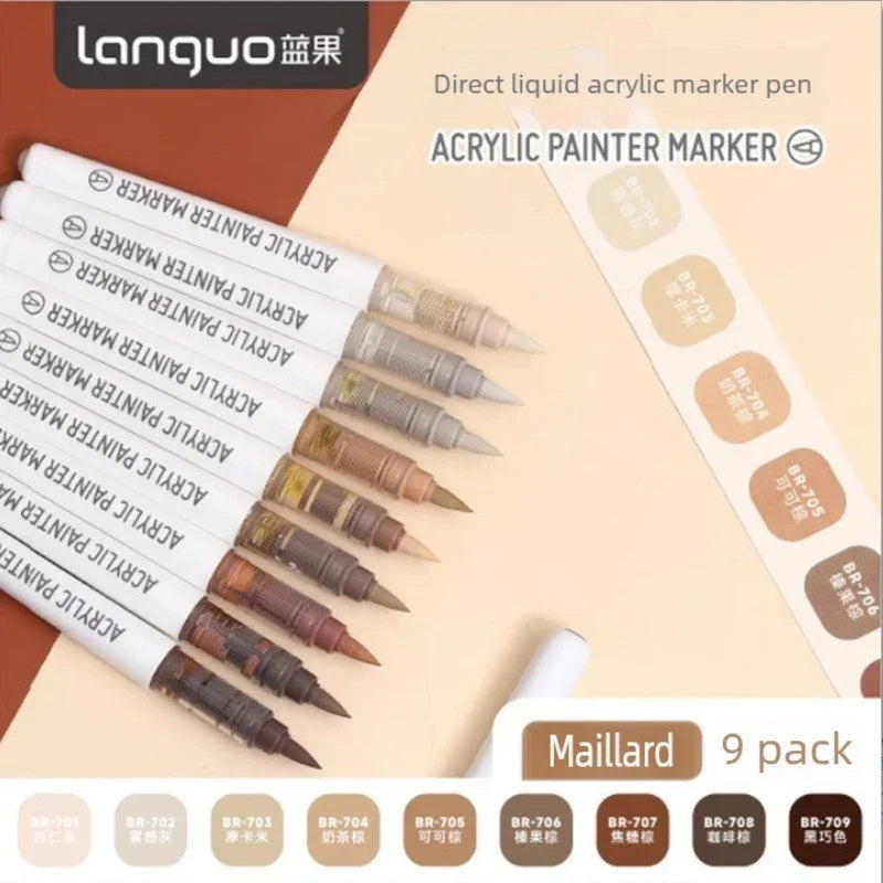 Buy The Best By Artsulli - Art is Long Life Short - LANGUO 288/9 Colors Direct Liquid Acrylic Markers Brush Marker Pen for Painting Stone